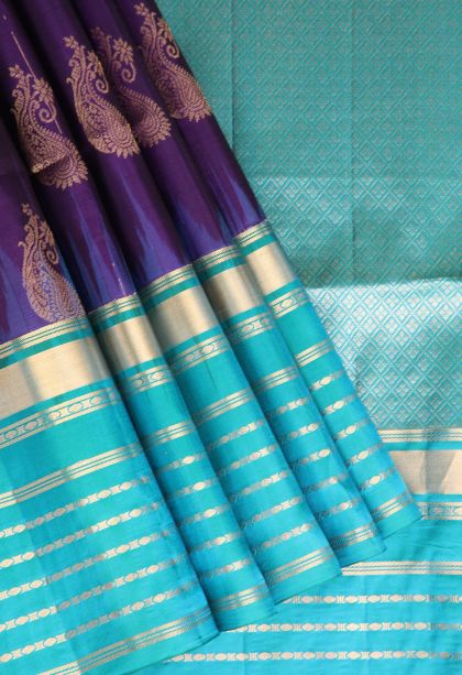 Viola Purple Soft Silk Saree with Gold Zari Manga