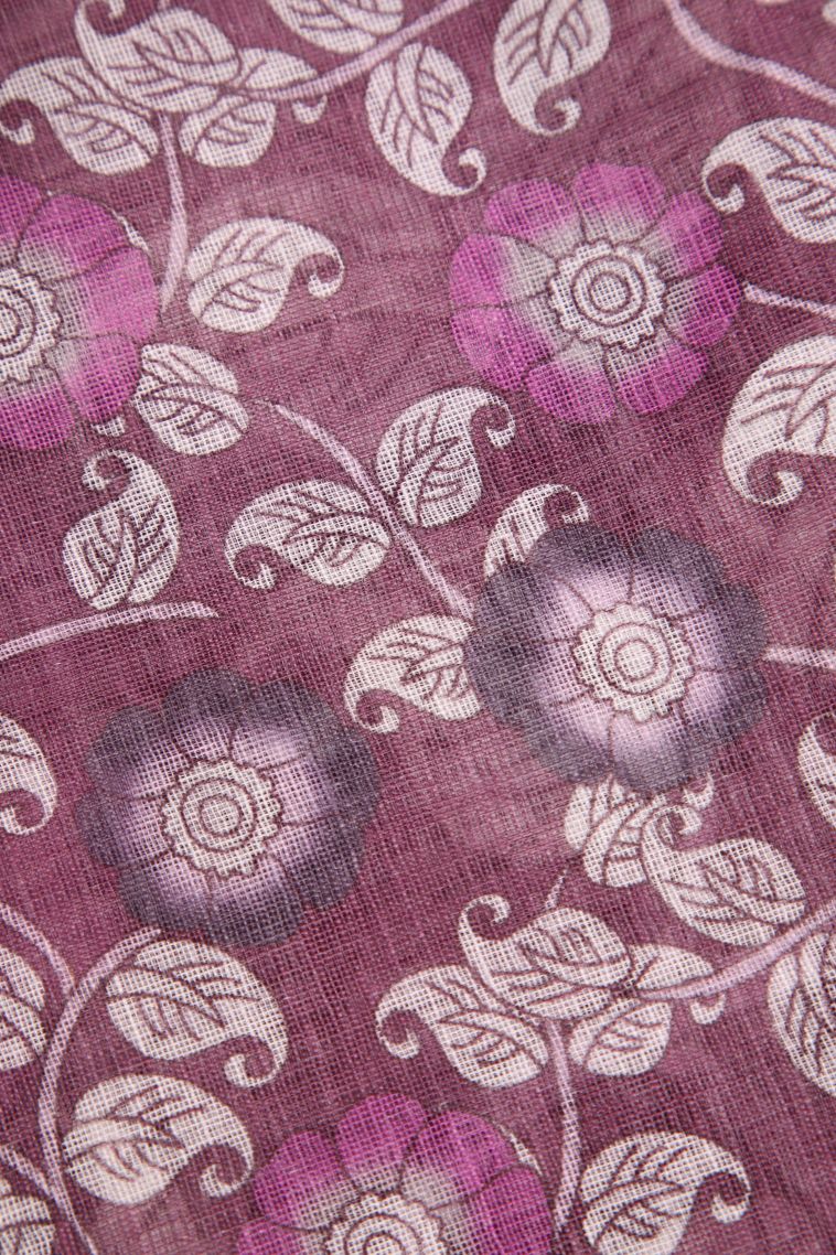 Rosewood Pink Linen Saree with Without Zari Zari Pathik Motifs view 3