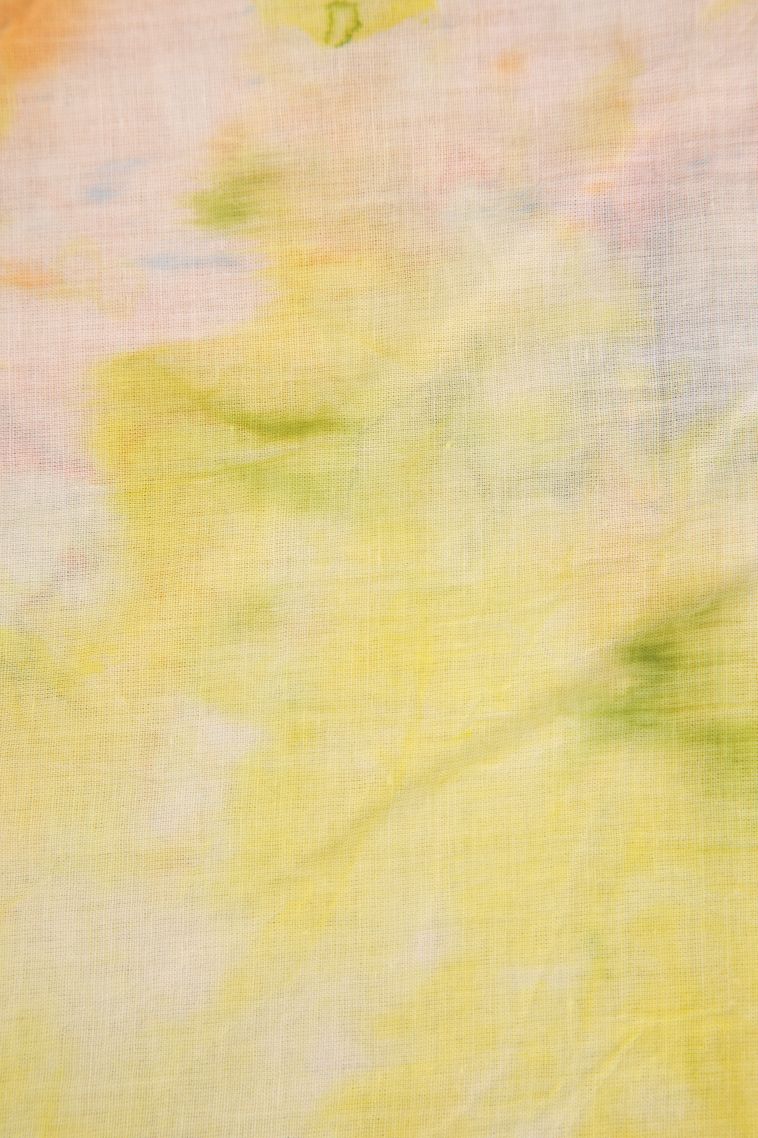Lemon Yellow Mul Mul Cotton with Without Zari Zari Pathik Motifs view 3