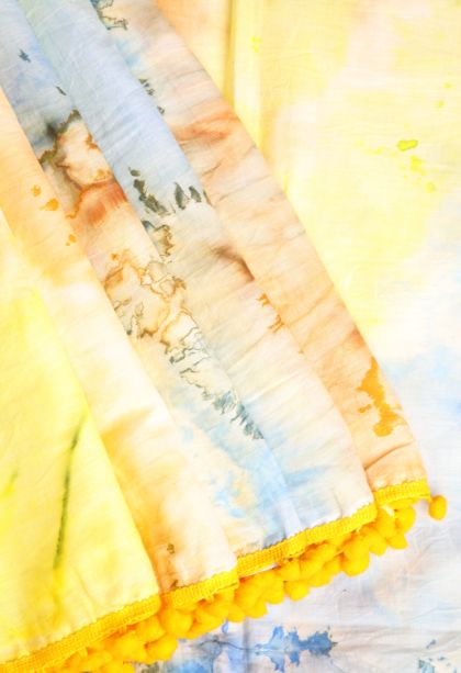 Lemon Yellow Mul Mul Cotton with Without Zari Zari Pathik Motifs