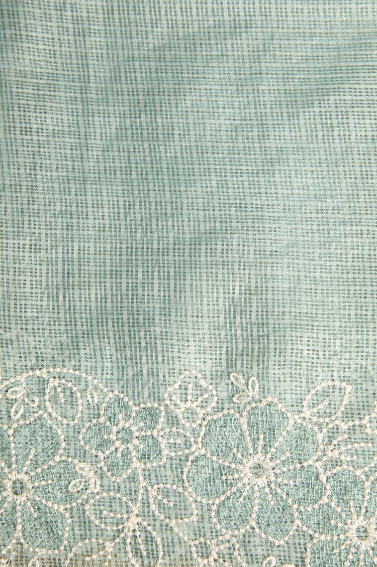 Pistachio Green Manipuri Cotton Sarees with Without Zari Zari Floral Puttas view 3