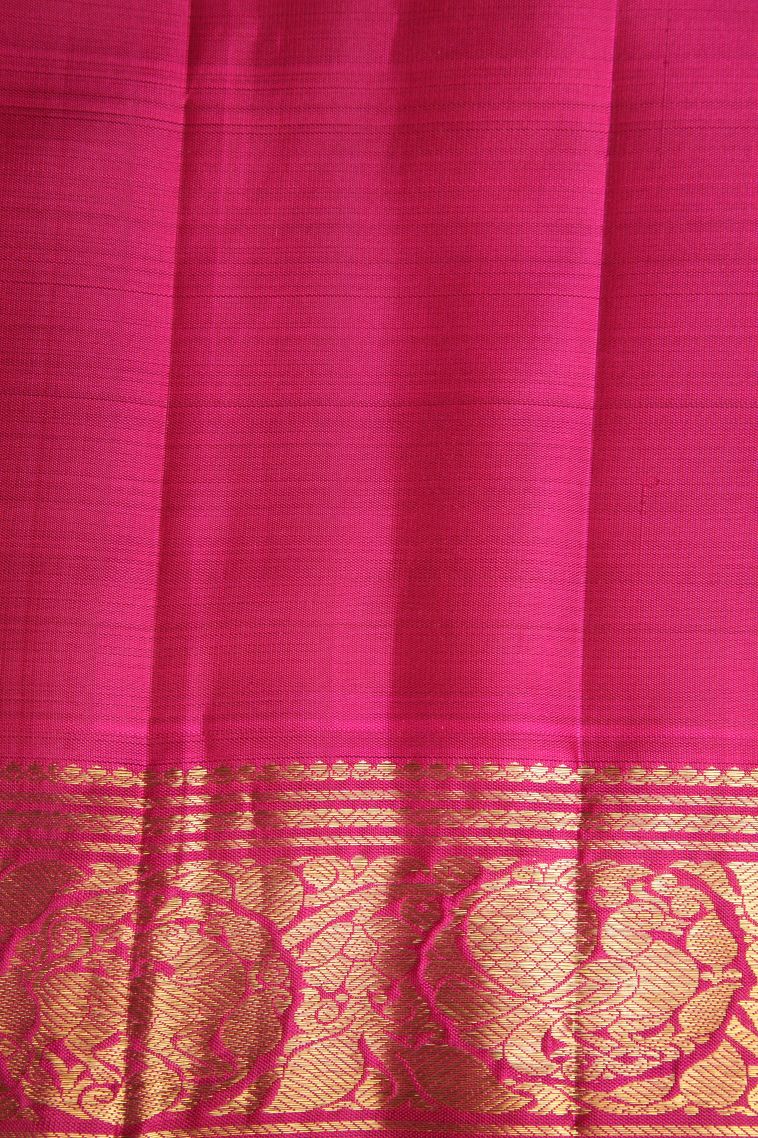 Lipstick Red Kanchipuram Silk Sarees with Gold Zari Eliphant Mottif view 3