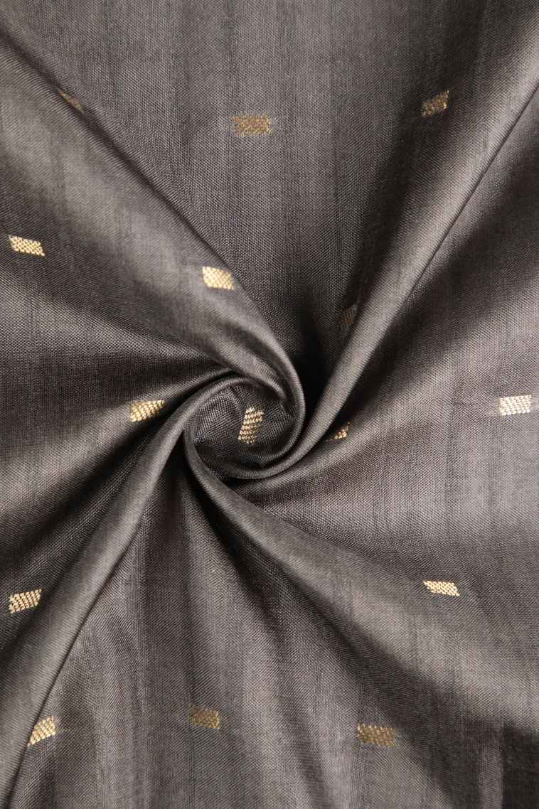 Davy Black Semi Raw Silk Printed Gold Zari with Zari Puttas view 4