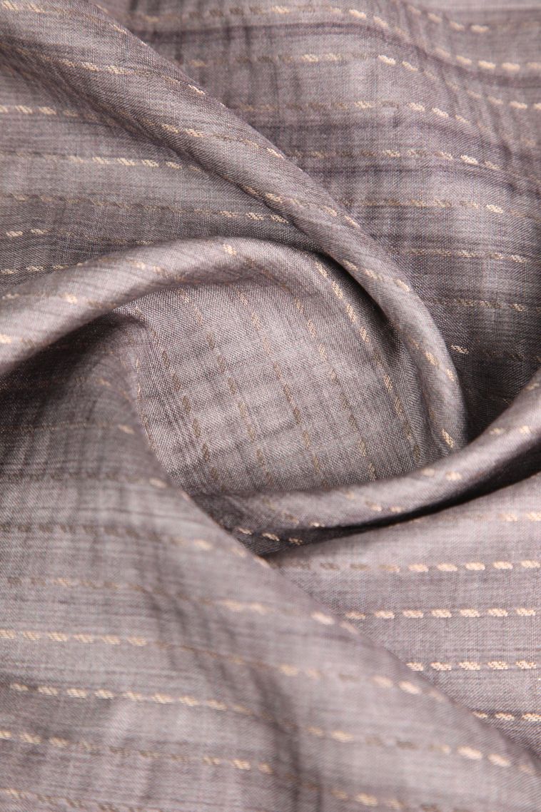 Gray Black Semi Tussar Silk Gold Zari with Zari Puttas view 4