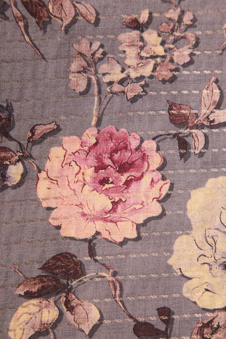 Gray Black Semi Tussar Silk Gold Zari with Zari Puttas view 3