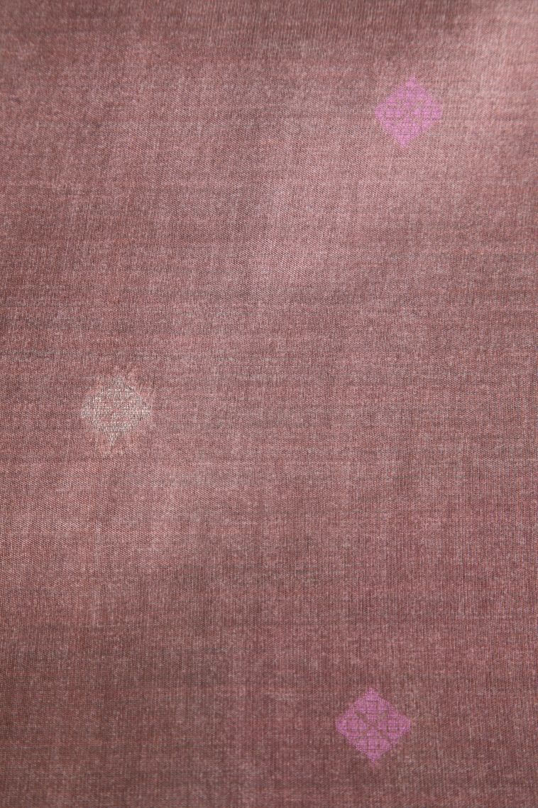 Tawny Brown Semi Tussar Silk with Silver Zari Stripes view 3
