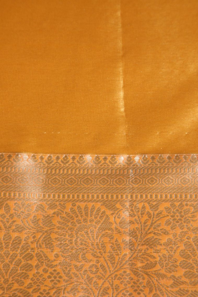Mango Yello Apoorva Silk Sarees with Silver Zari Floral Patterns view 3