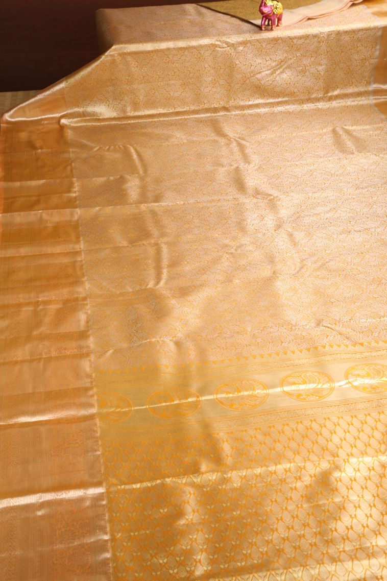 Mango Yello Apoorva Silk Sarees with Silver Zari Floral Patterns view 2