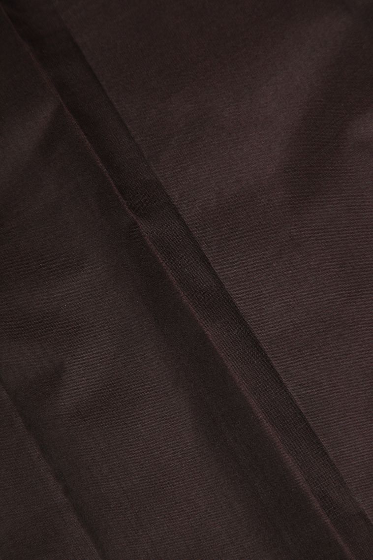 Umber Brown Soft Silk Saree with Gold Zari Checks view 3