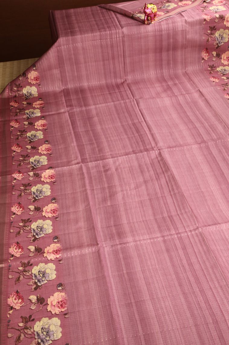 Rouge Pink Semi Tussar Silk Gold Zari with Zari Puttas view 2
