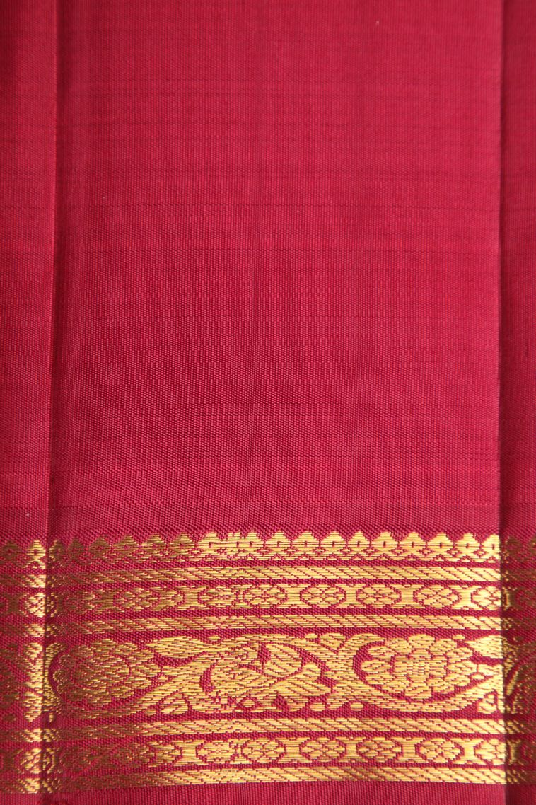 Lemonade Pink Kanchipuram Silk Sarees with Gold Zari Leaf Pattern view 3