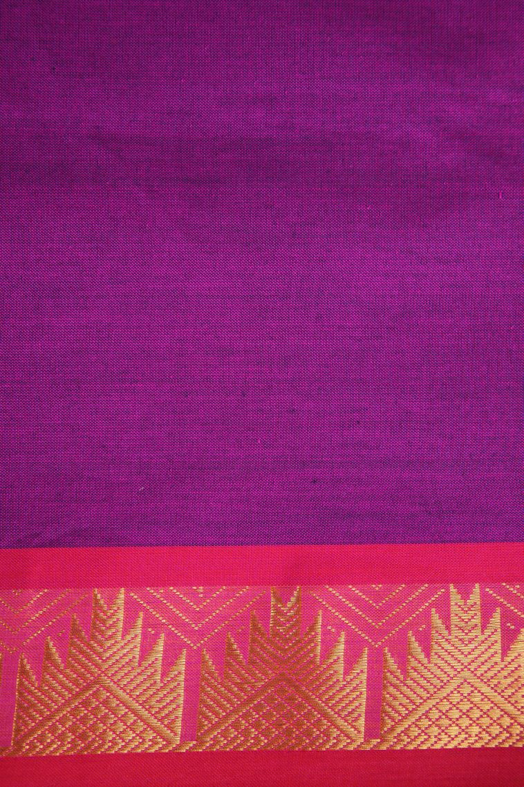 Seaweed Green Poly Cotton Sarees Gold Zari with Plain view 3