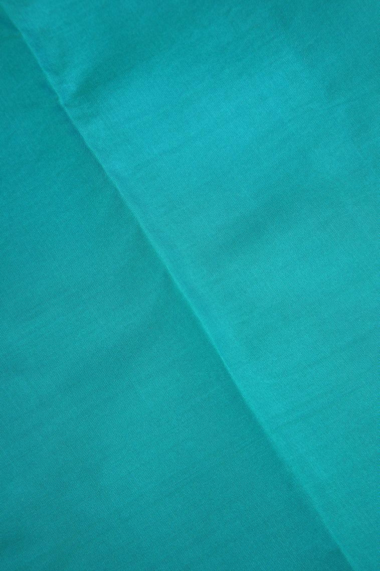 Sapphire Blue Soft Silk Saree Gold Zari with Floral Puttas view 3