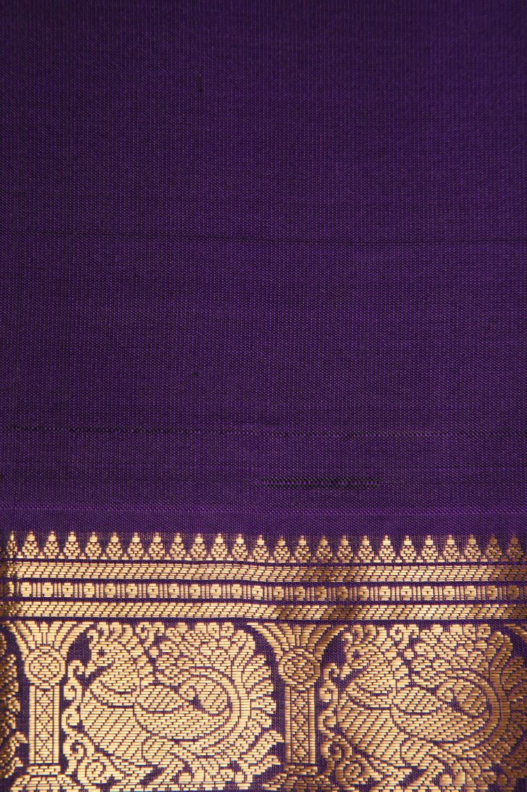 Mint Green Soft Silk Saree with Gold Zari Peacock Motifs view 3