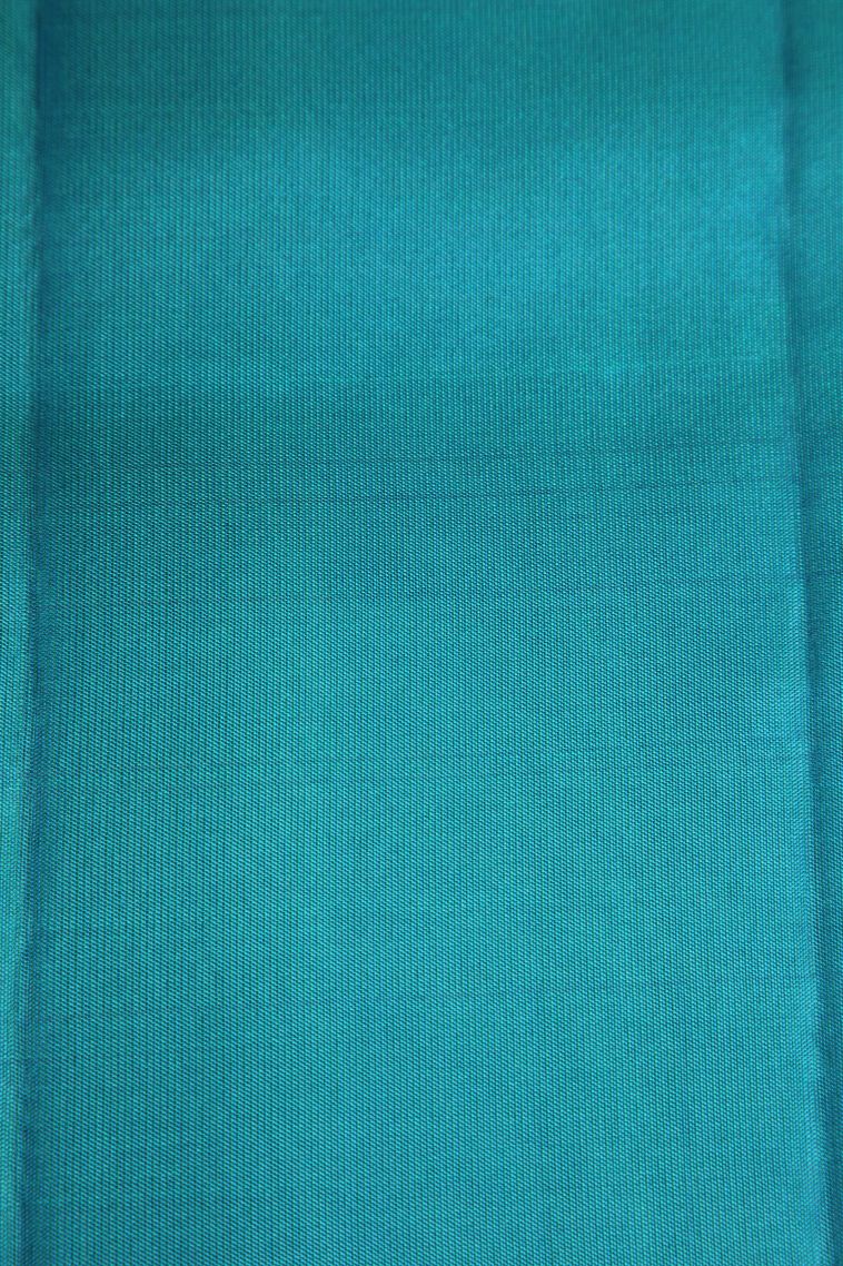 Cerulean Blue Soft Silk Saree with Copper Zari Floral Patterns view 3