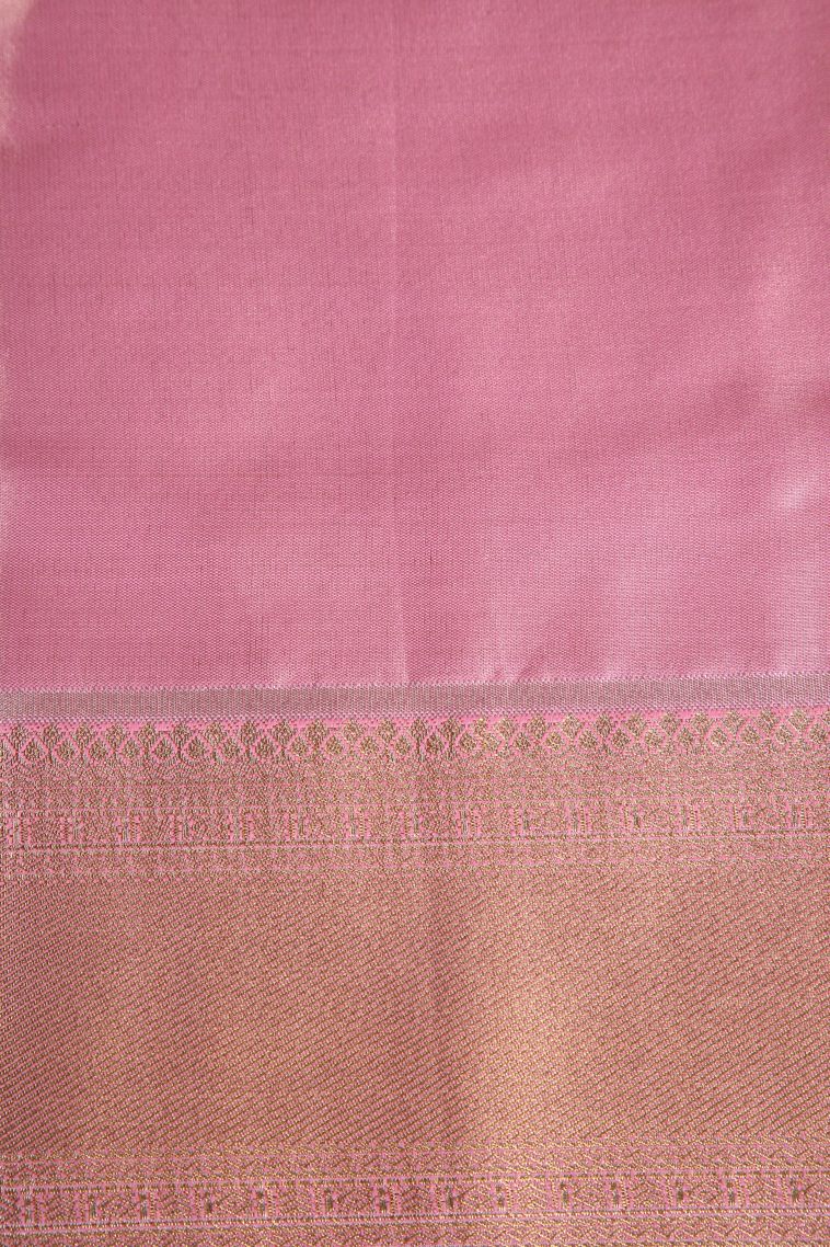 Ballet Pink Apoorva Silk Sarees with Gold And Silver Zari Floral Patterns view 3