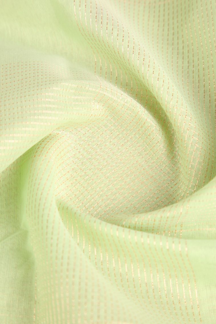 Lime Green Silk Cotton Sarees with Copper Zari Buttis (small Dots Or Motifs) view 4