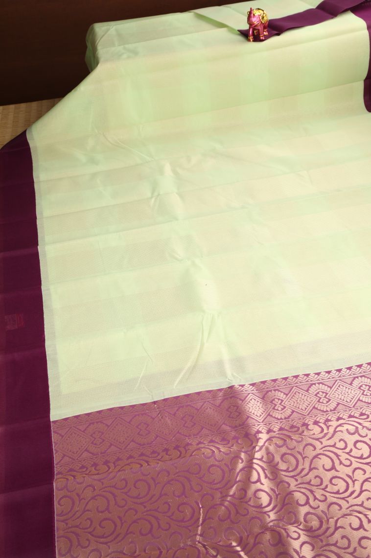 Lime Green Silk Cotton Sarees with Copper Zari Buttis (small Dots Or Motifs) view 2