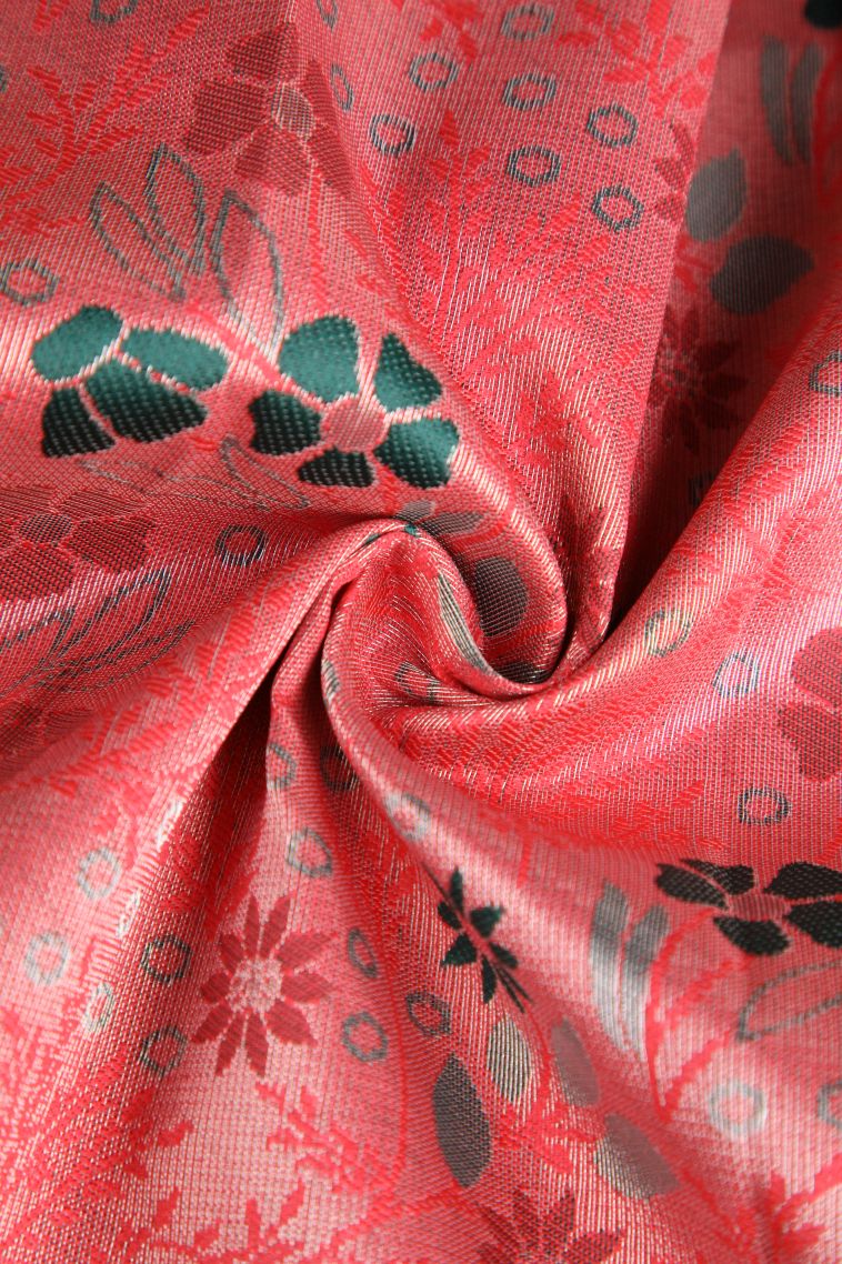 Dawn Red Visiri Madippu Silk Sarees with Silver Zari Floral Patterns view 4