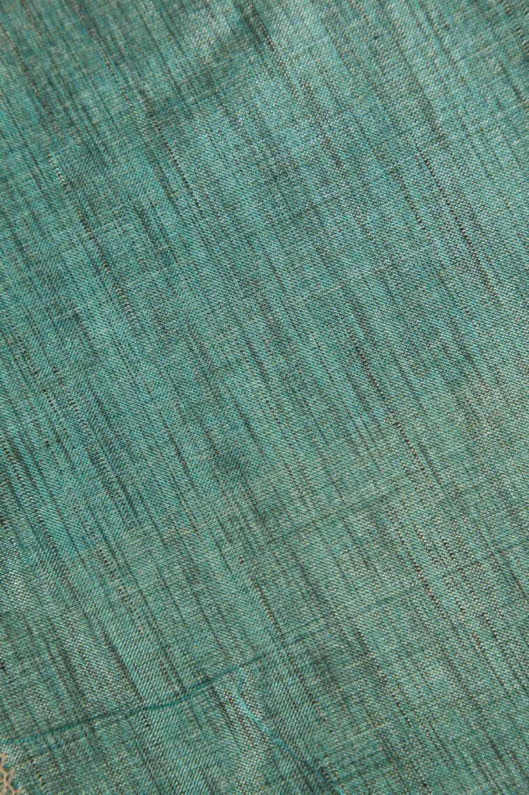 Pistachio Green Semi Tussar Silk Gold And Silver Zari with Zari Stripes view 3