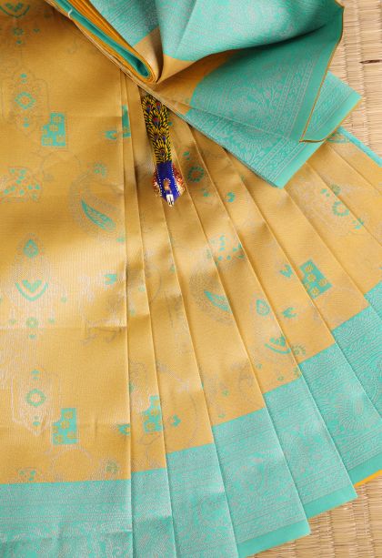 Gold Visiri Madippu Silk Sarees with Silver Zari Manga