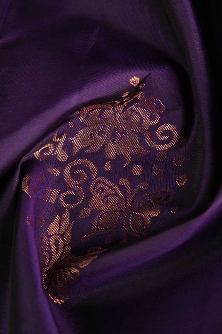 Viola Purple Soft Silk Saree with Copper Zari Butterfly Butta view 4