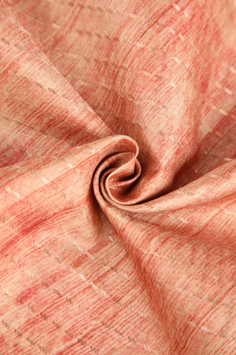 Sandstone Orange Semi Tussar Silk Gold Zari with Floral Patterns view 4