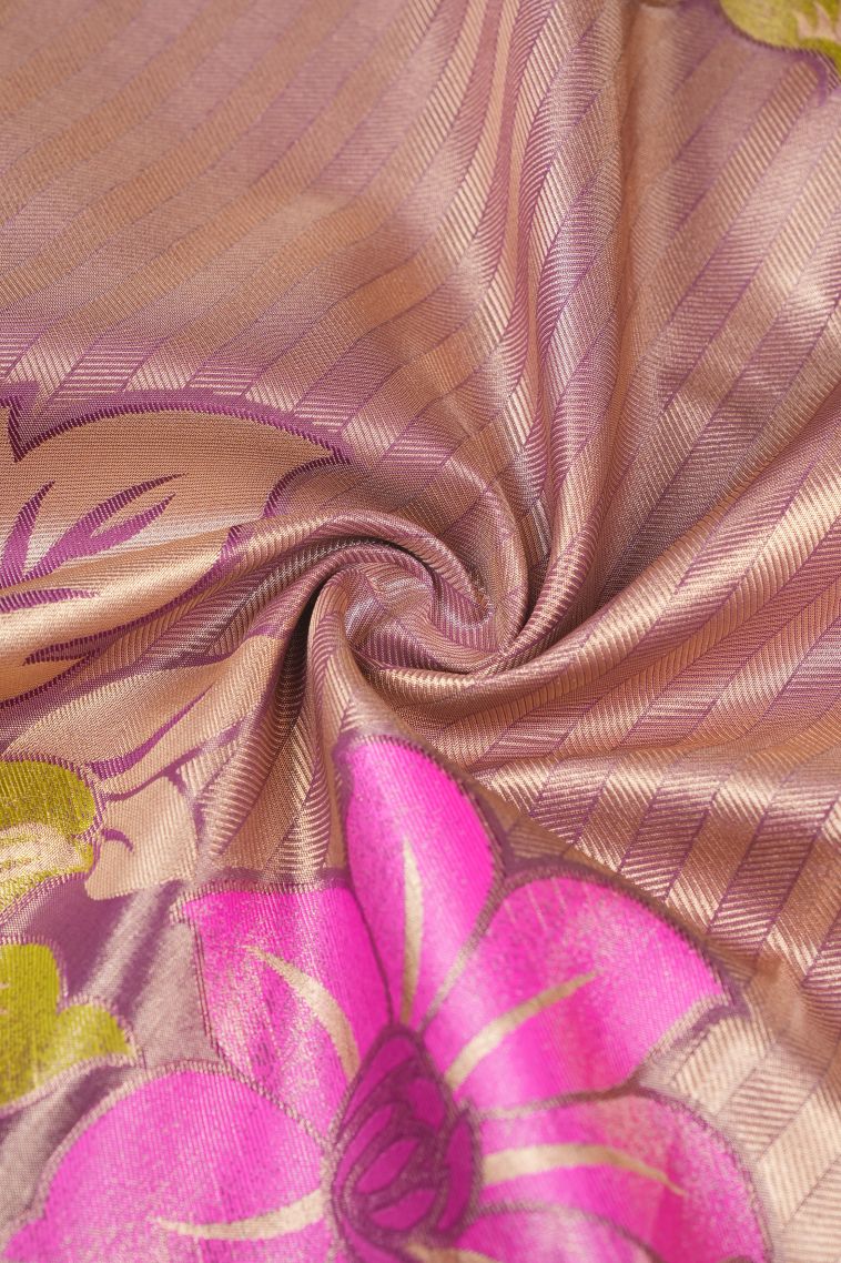 Jam Purple Apoorva Silk Sarees with Antic Zari Floral Patterns view 4