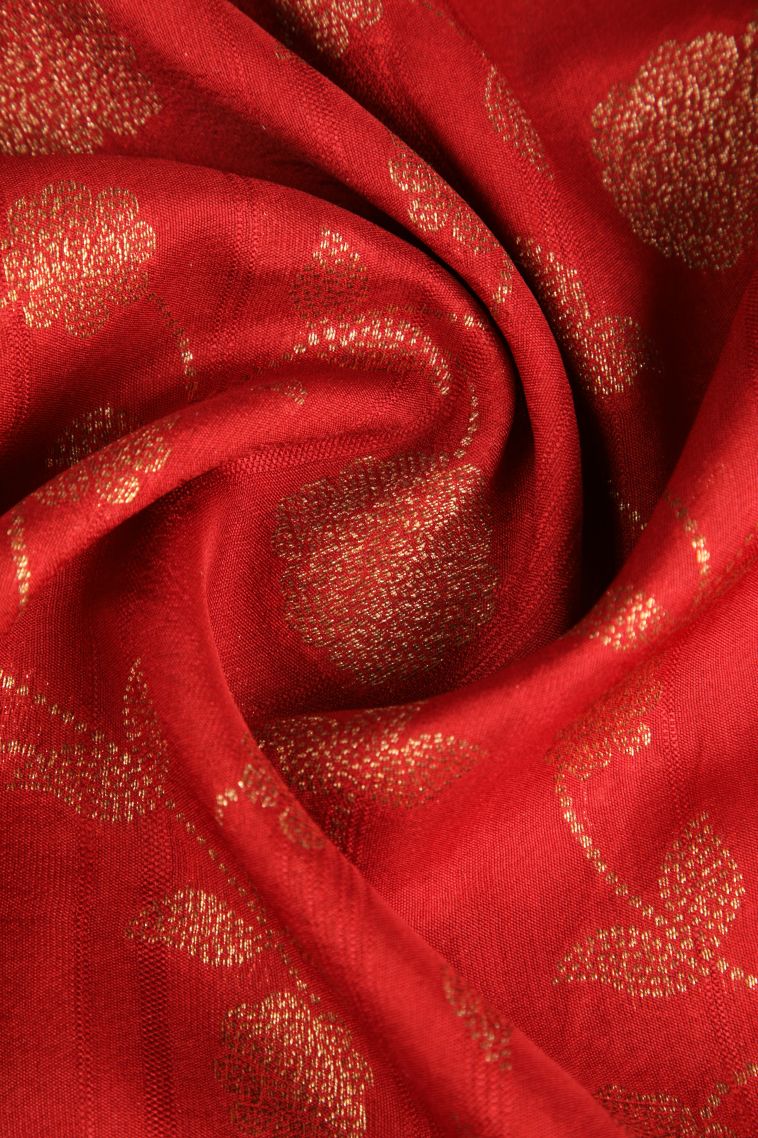 Dawn Red Banaras Sarees Antic Zari with Floral Patterns view 4