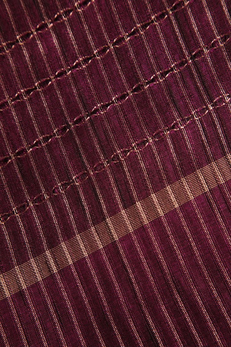 Magenta Purple Semi Tussar Silk Gold Zari with Kodi Pattern view 3