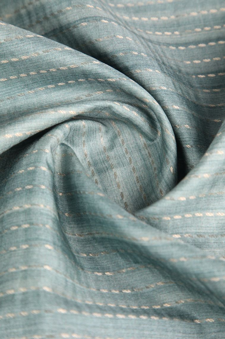 Pistachio Green Semi Tussar Silk Gold Zari with Zari Puttas view 4