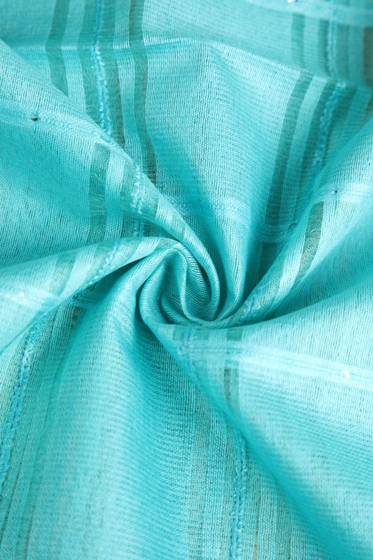 Arctic Blue Linen Saree with Without Zari Zari Stripes view 4