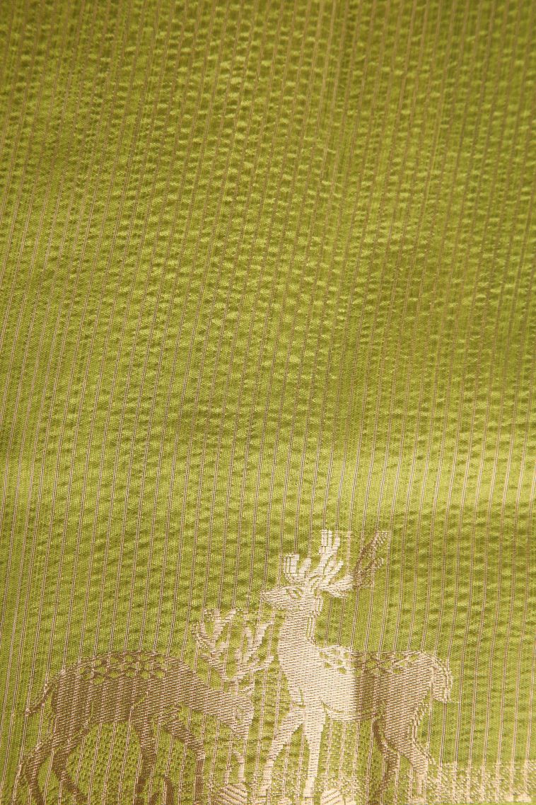 Briht Yellow Semi Tussar Silk with Gold Zari Buttis (small Dots Or Motifs) view 3