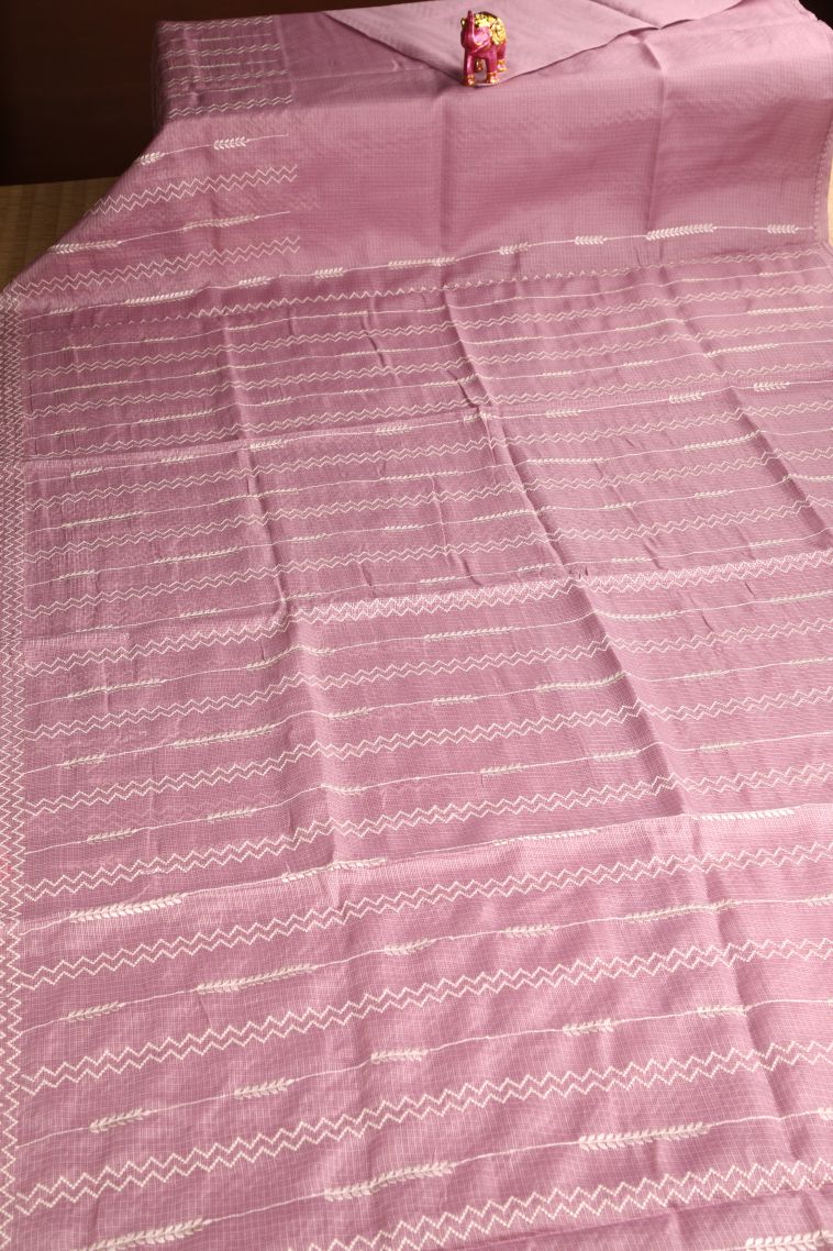 Lemonade Pink Manipuri Cotton Sarees Without Zari with Geometric Shapes view 2