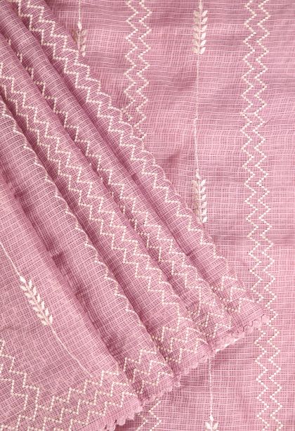 Lemonade Pink Manipuri Cotton Sarees Without Zari with Geometric Shapes