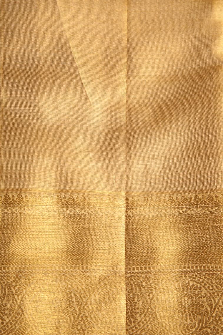 Gold Kanchipuram Silk Sarees with Gold And Silver Zari Manga view 3