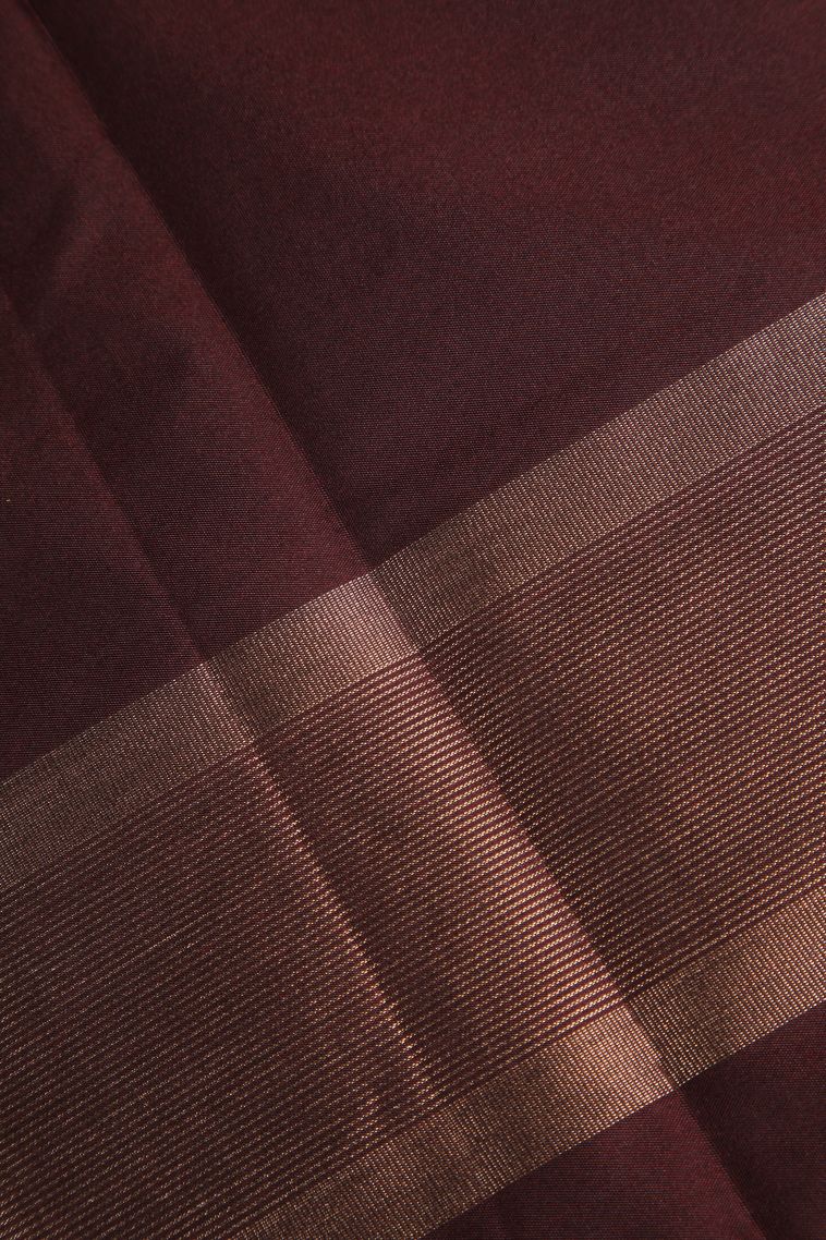 Cinnamon Brown Arani Silk Sarees Gold And Silver Zari with Puttas view 3
