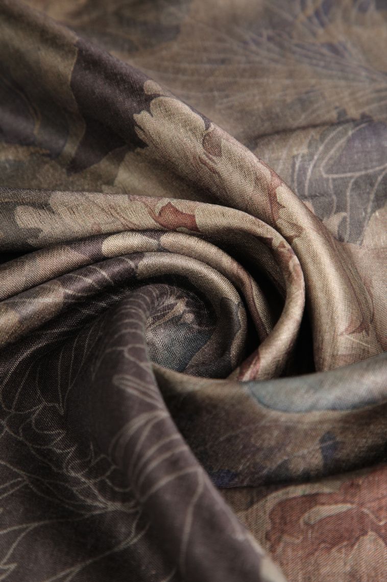 Mocha Brown Jute Sarees with Without Zari Zari Floral Patterns view 4