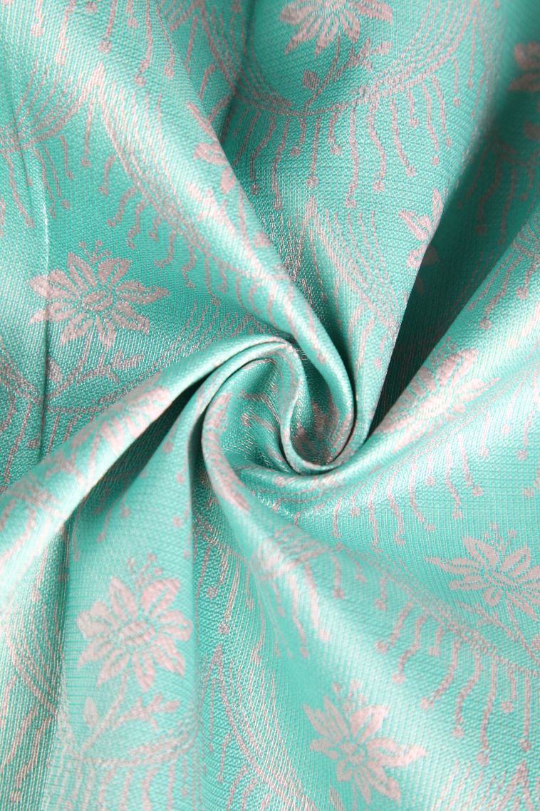 Mint Green Visiri Madippu Silk Sarees with Silver Zari Floral Patterns view 4
