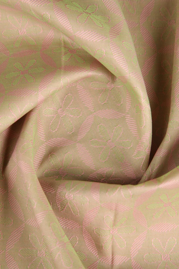 Olive Green Visiri Madippu Silk Sarees Copper Zari with Circle Mottif view 4