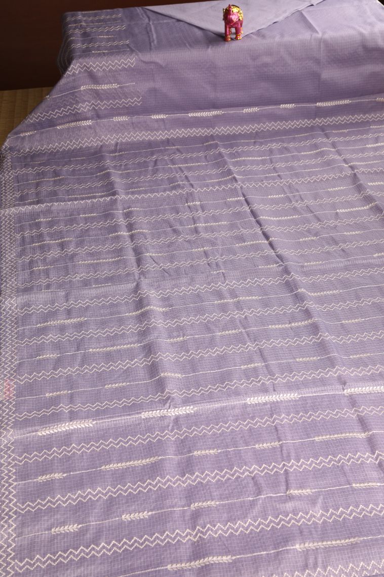 Heather Purple Manipuri Cotton Sarees Without Zari with Geometric Shapes view 2