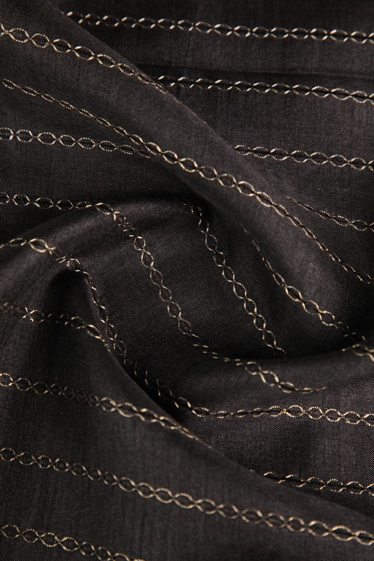 Charleston Black Semi Tussar Silk Gold Zari with Kodi Pattern view 4