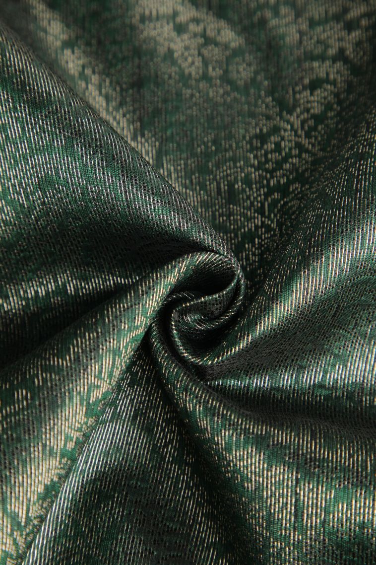 Pine Green Jute Sarees with Antic Zari Floral Patterns view 4