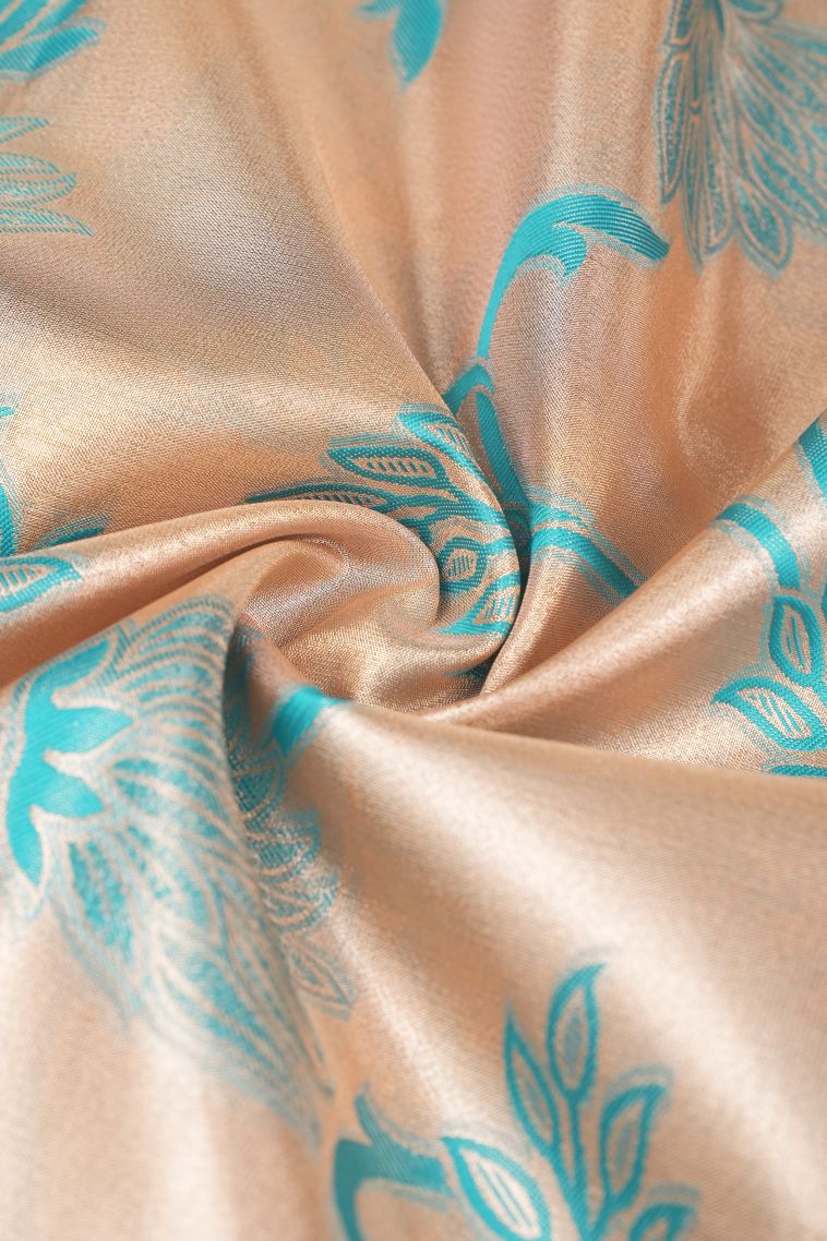 Sepia Yellow Apoorva Silk Sarees with Silver Zari Butterfly Butta view 4