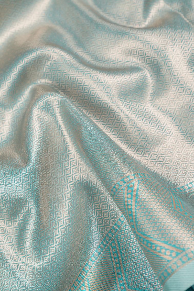 Sepia Yellow Apoorva Silk Sarees with Silver Zari Butterfly Butta view 3