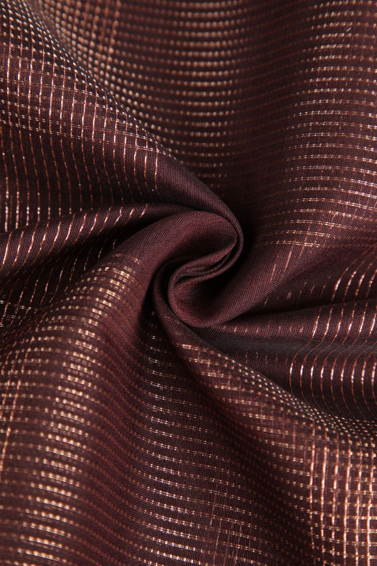 Syrup Brown Silk Cotton Sarees with Copper Zari Buttis (small Dots Or Motifs) view 4
