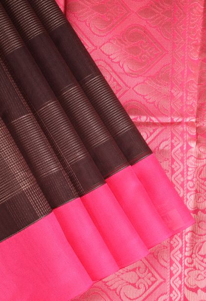 Syrup Brown Silk Cotton Sarees with Copper Zari Buttis (small Dots Or Motifs)