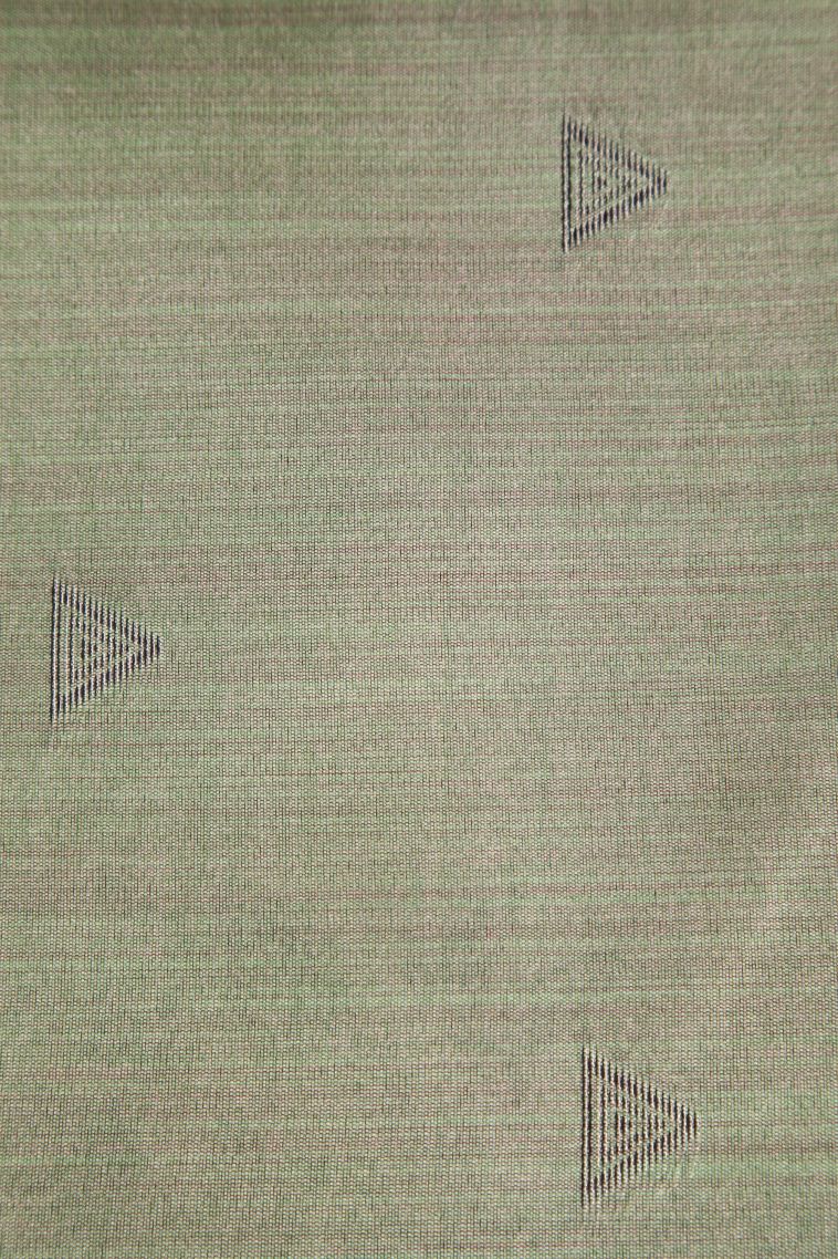 Sage Green Semi Tussar Silk with Silver Zari Checks view 3