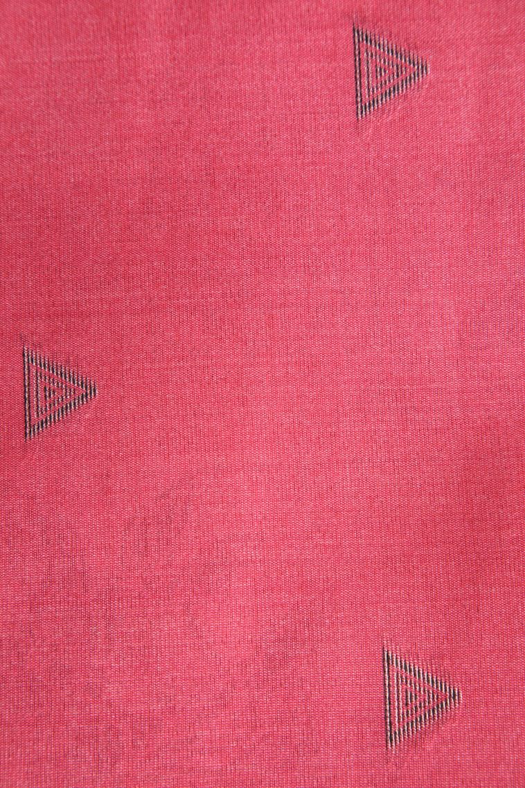 Punch Pink Semi Tussar Silk with Silver Zari Checks view 3
