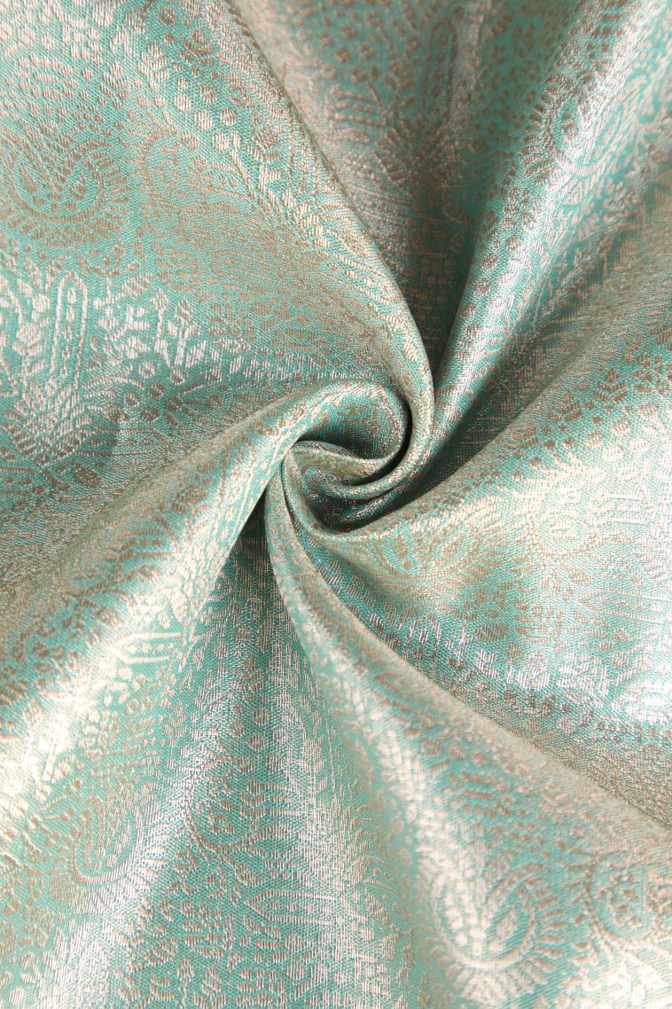 Mint Green Apoorva Silk Sarees with Copper Zari Buttis (small Dots Or Motifs) view 4